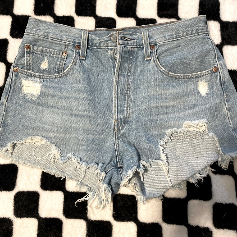 Women’s Levi’s 501 Jean shorts with distressing